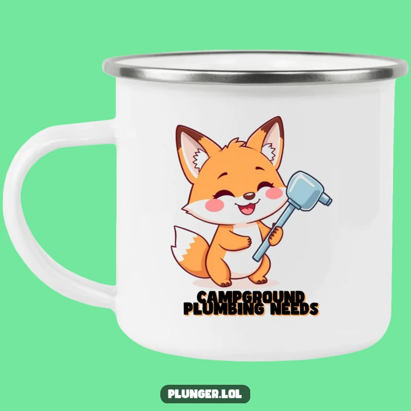 Funny Fox Plunger Camping Mug: Durable Playful Fox, Rugged Funny Gift for Outdoor Fun