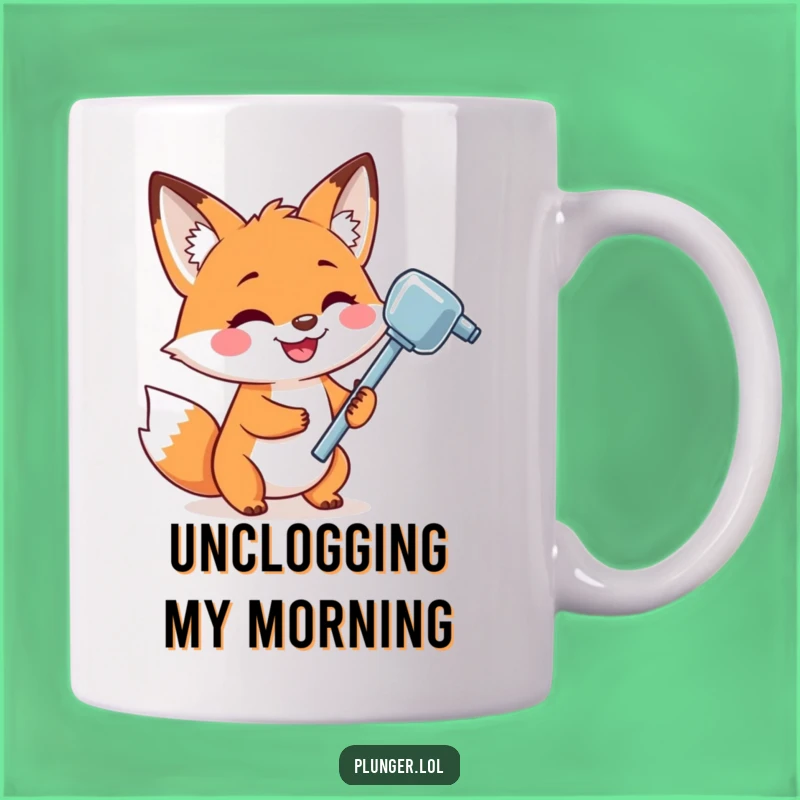 Funny Fox Plunger Mug: Playful Grinning Fox, the Perfect Funny Gift for Clean Humor