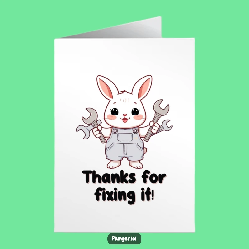Free Printable Thank You Card: Funny Rabbit Mechanic, DIY Downloadable, Express Gratitude